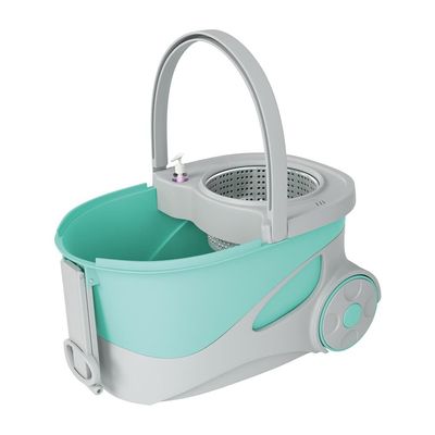 Mop Giratório FlashLimp Ciclone com Balde 20L, Rodas, Cabo Telescópico e 2 Refis  Verde/ Cinza