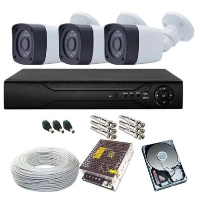 Kit 3 Camera de Segurança Infra 30m 1080p 2mp Dvr 4ch Multi Hd