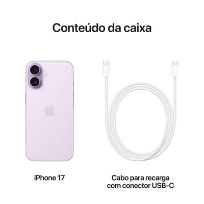 iPhone 17 Apple (512GB) Lavanda, Tela de 6,3", 5G e Câmera de 48MP