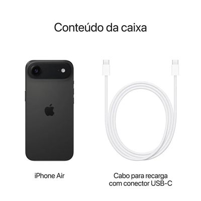 iPhone 17 Air Apple (256GB) Preto-espacial, Tela de 6,5", 5G e Câmera de 48MP