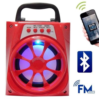 Caixa de Som Portátil Bluetooth Mp3 USB Radio Fm Auxiliar 8W Aero Vermelha