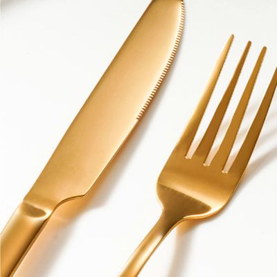 Talheres de Mesa Faqueiro Dourado Garfo Faca Colher Inox 18un