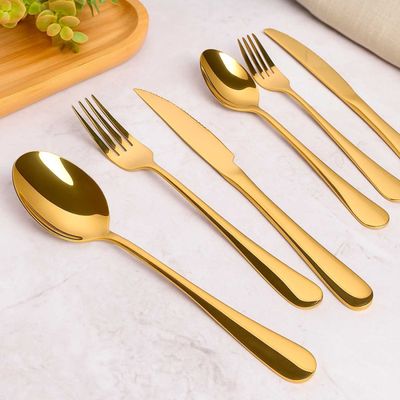 Talheres de Mesa Faqueiro Dourado Garfo Faca Colher Inox 18un