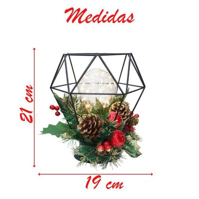 Decoração Lamparina Natal Enfeite Iluminado Natalino 21cm