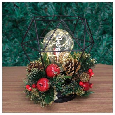 Decoração Lamparina Natal Enfeite Iluminado Natalino 21cm