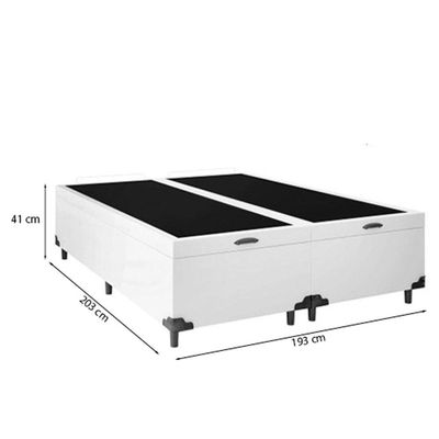 Cama Box Baú King 193 Tecido Sintético Branco Com Colchão Marrocos - Poliéster - Espuma D33 30cm