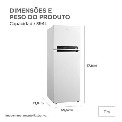 Geladeira Frost Free Duplex 394L Inverter Midea MDRT533EVD012 220V