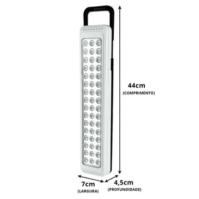 Luminária Lâmpada Emergência 60 LEDs Recarregável Branco