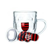 Caneca De Vidro Com Abridor Flamengo 310ml