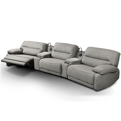 Sofá Decorativo Swift c/Porta Copos Baú Cooler Reclinável Retrátil Linho Cinza G81 - Gran Belo