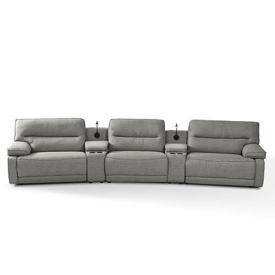 Sofá Decorativo Swift c/Porta Copos Baú Cooler Reclinável Retrátil Linho Cinza G81 - Gran Belo