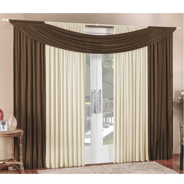 Cortina Alana 3,00m x 2,50m Tabaco com Palha Tecido Malha Para Sala ou Quarto
