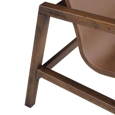 Poltrona Decorativa Sala de Estar Eden Com Couro Madeira Maciça Rustic Brown - Gran Belo