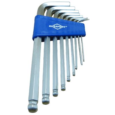 Kit Chave Allen Abaulada Brasfort Longa 9 Peças 1.5 Mm A 10 Mm