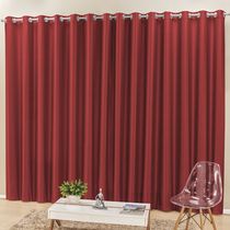 Cortina Madri para Trilho Comum Tecido Semi Blackout 3,00m x 2,50m Sala Quarto - Vermelho