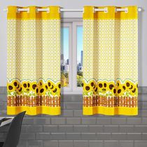Cortina Gourmet Varão Cozinha Tecido Oxford 2,00m X 1,30m - Girassol Amarelo