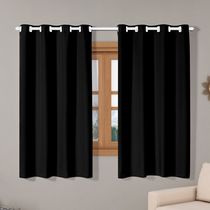 Cortina Isa Varão Tecido Oxford 2,80m x 1,60m p/ Janela Sala Quarto - Preto
