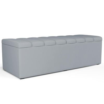 Calçadeira Recamier Baú Para Cama De Casal Dália 140x50 Cm W01 Suede Cinza - Lyam Decor