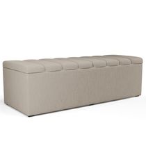 Calçadeira Recamier Baú Para Cama De Casal Dália 140x50 Cm W01 Linho Bege - Lyam Decor