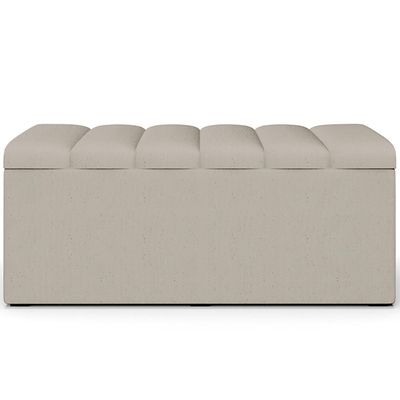 Calçadeira Recamier Baú Para Cama Box Solteiro Dália 100x50 Cm W01 Linho Bege - Lyam Decor