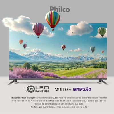Smart TV 60" Philco QLED Roku Dolby Audio P60CRA Bivolt