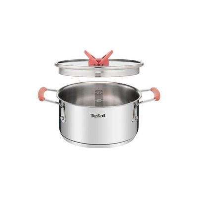 Jogo de Panelas 4 Peças Tefal OptiSpace Revestimento Antiaderente Tampas de Vidro Inox