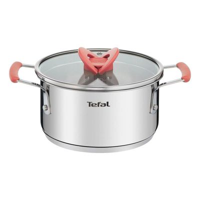 Jogo de Panelas 4 Peças Tefal OptiSpace Revestimento Antiaderente Tampas de Vidro Inox