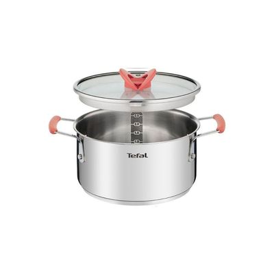 Jogo de Panelas 4 Peças Tefal OptiSpace Revestimento Antiaderente Tampas de Vidro Inox