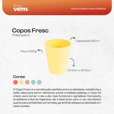 Copo Fresc Redondo 350ml Azul em Polipropileno