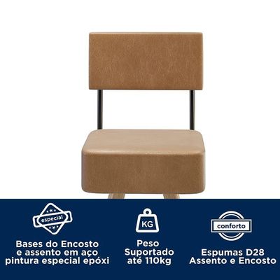 Kit 2 Banquetas Barcelona 96cm Couríssimo Amarula - Salaone Amarula