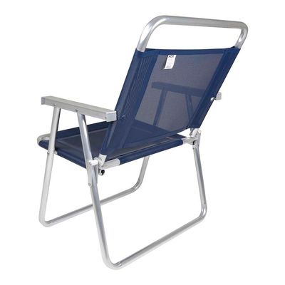 Cadeira De Praia Oversize 140kg Alumínio Reforçada Larga Mor Azul
