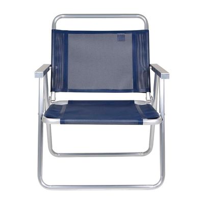 Cadeira De Praia Oversize 140kg Alumínio Reforçada Larga Mor Azul