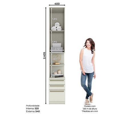 Criado Mudo Modulado 02 Portas 03 Gavetas Predileto Henn Areia Hp