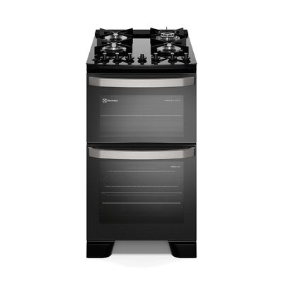 Fogão 4 bocas Electrolux Preto Experience Mesa vidro, 2 Fornos e Tripla Chama (FE4DP) 220V