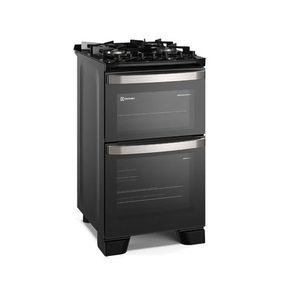 Fogão 4 bocas Electrolux Preto Experience Mesa vidro, 2 Fornos e Tripla Chama (FE4DP) 220V