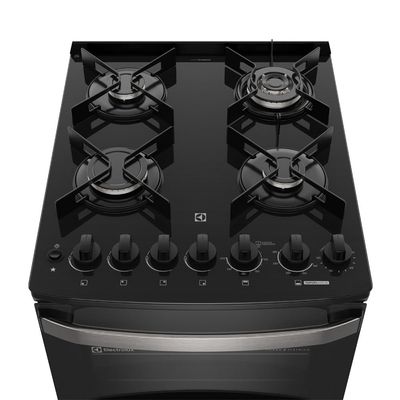 Fogão 4 bocas Electrolux Preto Experience Mesa vidro, 2 Fornos e Tripla Chama (FE4DP) 220V