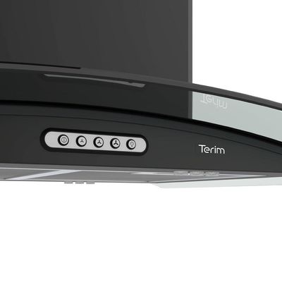 Coifa Terim Ilha Teto Vidro Curvo Black 75 cm Preto 220V