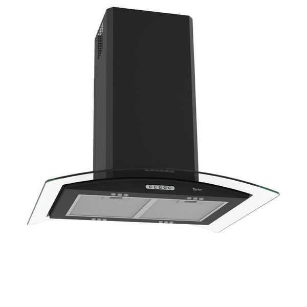 Coifa Terim Ilha Teto Vidro Curvo Black 75 cm Preto 220V
