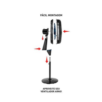 Ventilador De Coluna Arno 50cm VB52 X-Treme Force Breeze Preto E Azul Escuro 220V