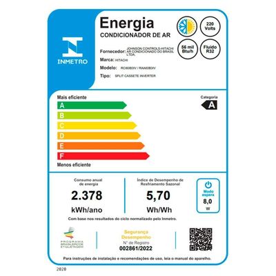 Ar Condicionado Split Cassete 4 Vias Hitachi Aircore 600 Inverter BTUS Quente E Frio 220V