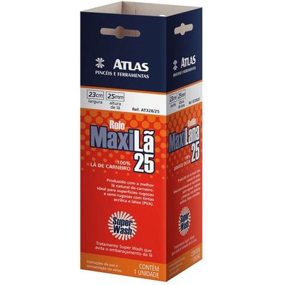 Rolo Maxila 100% Lã 23cm Alta 25mm - At328-25 - Pinceis Atlas Rolo Maxila 100% La 23cm At328-25