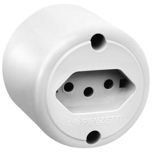 Tomada 2p+t Pb Redondo Sobrepor 10a Branco - 1716011 - Pial Tomada 2p+t Pb Br 10a Lorenzetti 1716011