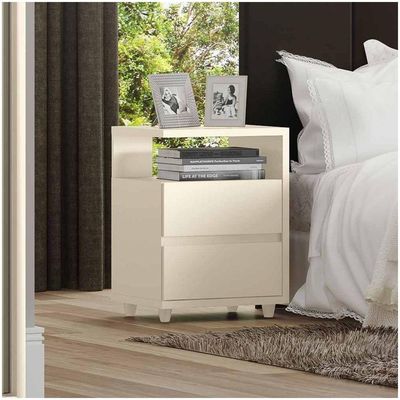 Mesa De Cabeceira Lacy 02 Gavetas Henn Off White