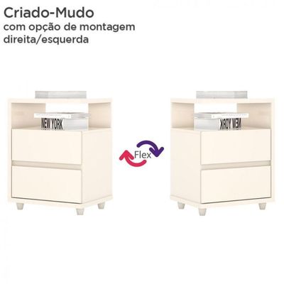 Mesa De Cabeceira Lacy 02 Gavetas Henn Off White