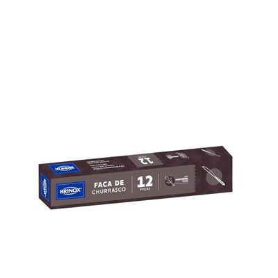 Conjunto de Facas de Churrasco Brinox Módena Aço Inox 12 Peças Acabamento Arredondado Aço Inox