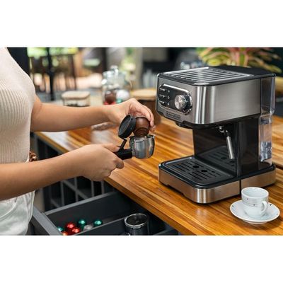 Cafeteira Espresso Black+Decker CE1100G Gourmand Gris 1100W Multifunções 1,5L Inox Inox / 110