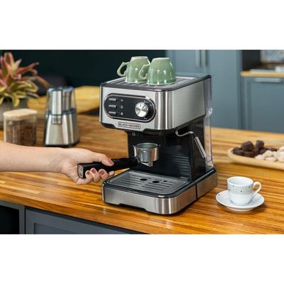 Cafeteira Espresso Black+Decker CE1100G Gourmand Gris 1100W Multifunções 1,5L Inox Inox / 110