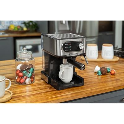 Cafeteira Espresso Black+Decker CE1100G Gourmand Gris 1100W Multifunções 1,5L Inox Inox / 110