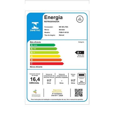 Frigobar Mondial 120L FGB-01-W-120 Branco Branco / 110