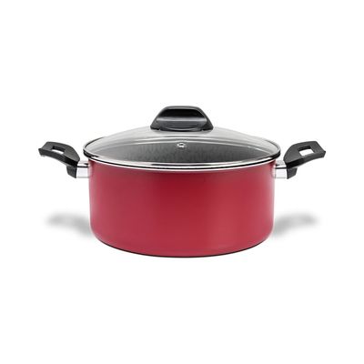Caçarola Brinox Anis Pro-Flon Antiaderente 3,4L 22cm Tampa de Vidro Borgonha